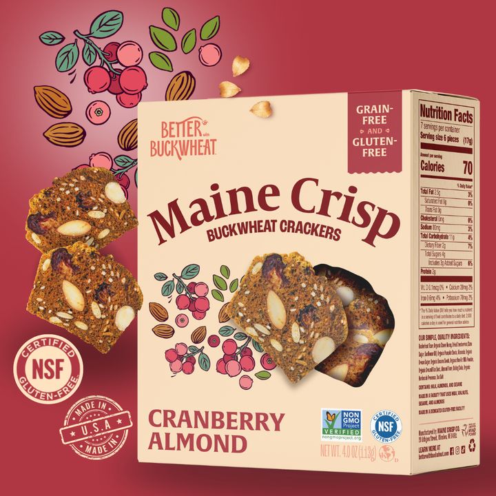 Maine Crisp | Better with Buckwheat - Cranberry Almond Crisps | Gluten-Free Crackers | Charcuterie