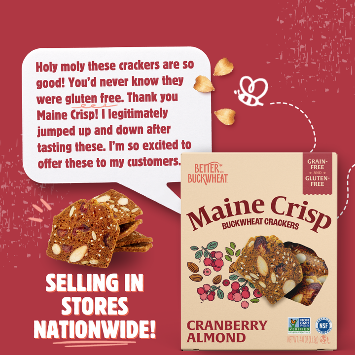 Maine Crisp | Better with Buckwheat - Cranberry Almond Crisps | Gluten-Free Crackers | Charcuterie