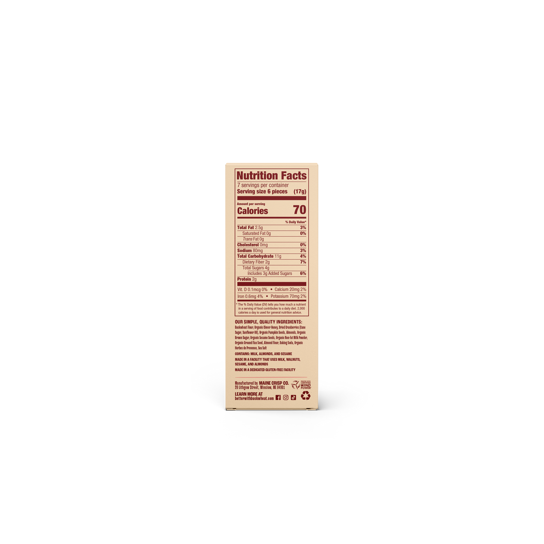 Maine Crisp | Better with Buckwheat - Cranberry Almond Crisps | Gluten-Free Crackers | Charcuterie