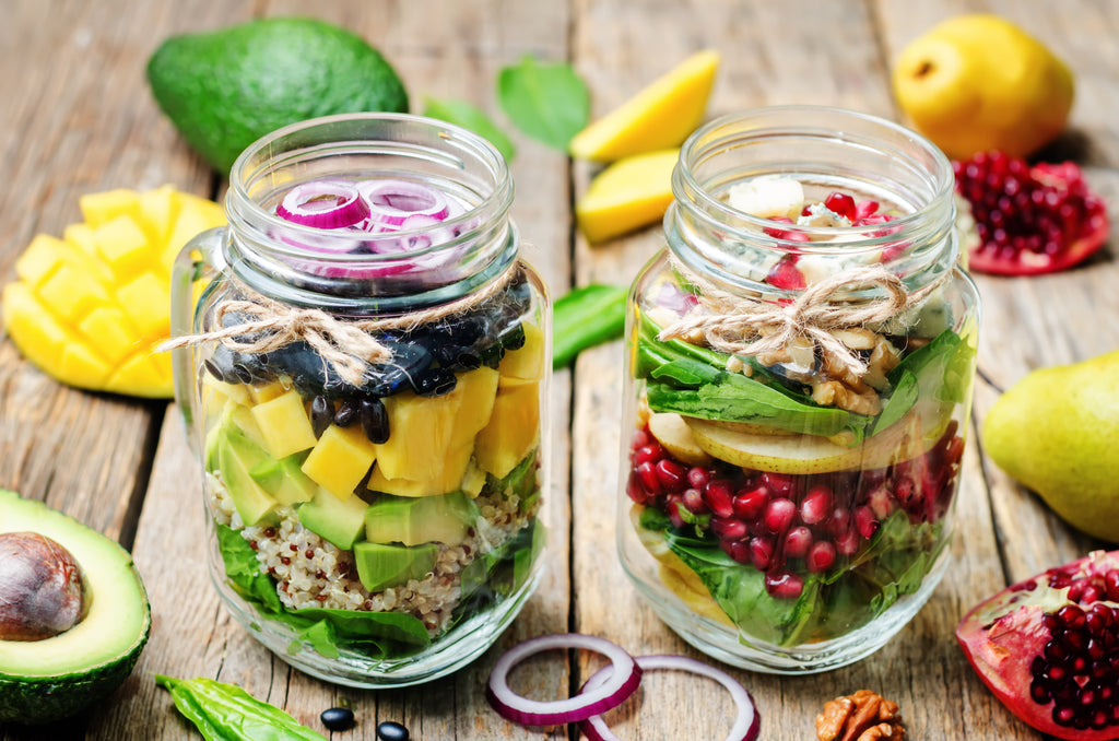Mason Jar Quinoa Salad with Mustard Tahini Dressing