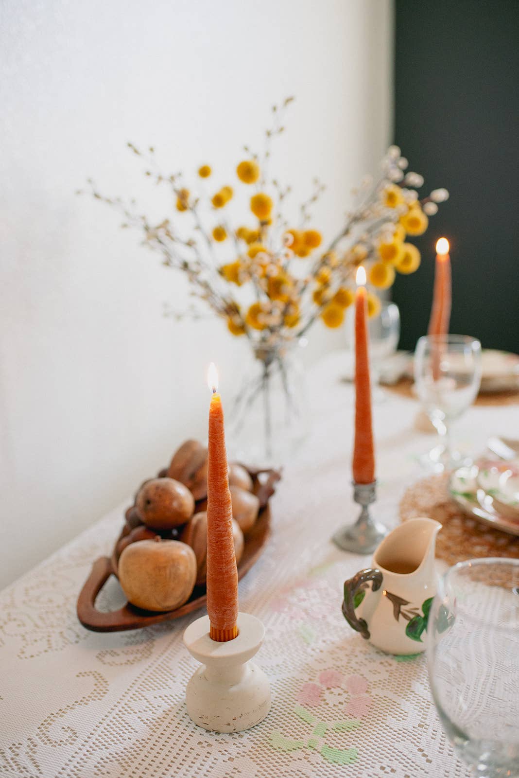Happy Organics - BEESWAX CARROT TAPER CANDLE PAIR - 2