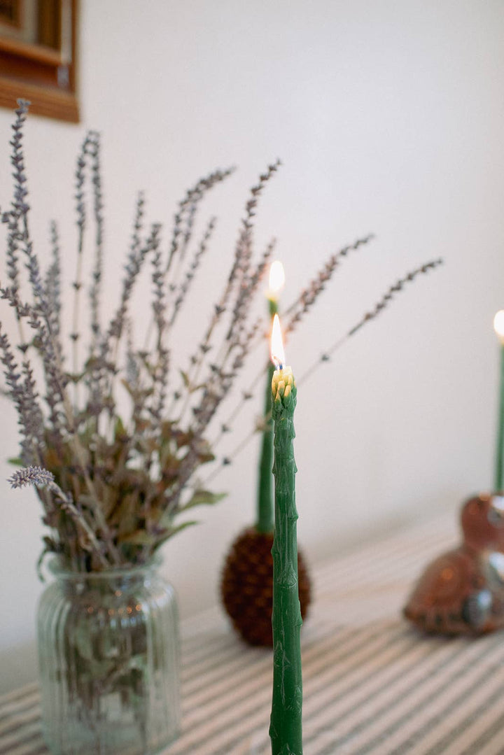 Happy Organics - Beeswax Asparagus Candle Taper Pair (2)