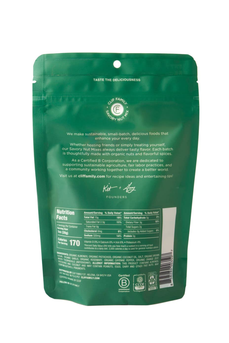 Clif Family Napa Valley, Certified B Corp Company - Organic Rosemary Almonds & Pistachios