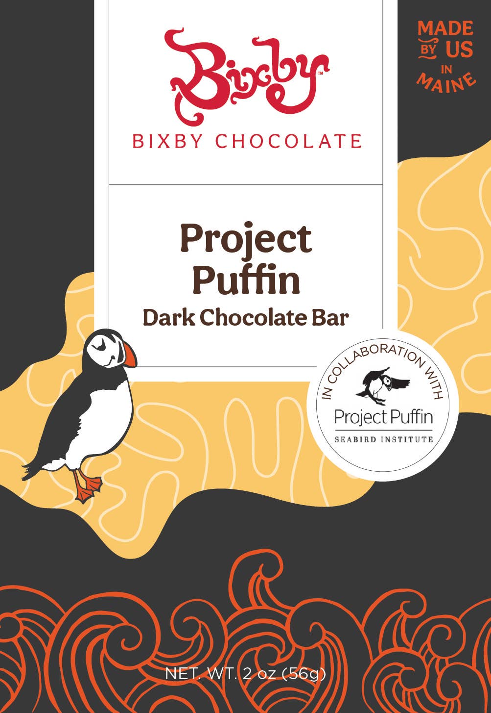 Bixby Chocolate - Organic Dark Chocolate Puffin Bar