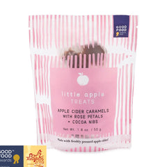 Little Apple Treats Apple Cider Caramels with Rose Petals + Cocoa Nibs (1.8 oz)