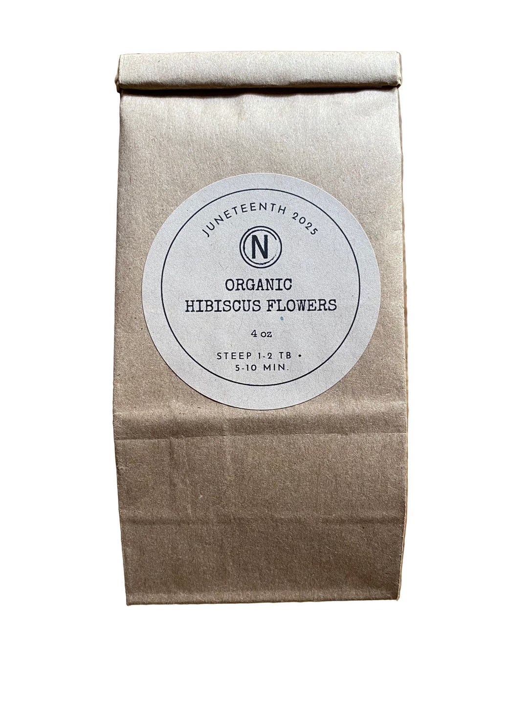 A bag of Organic Hibiscus Flowers celebrating Juneteenth