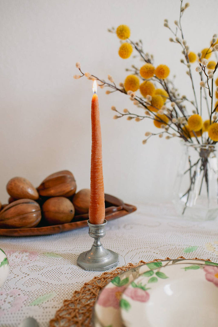 Happy Organics - BEESWAX CARROT TAPER CANDLE PAIR - 2